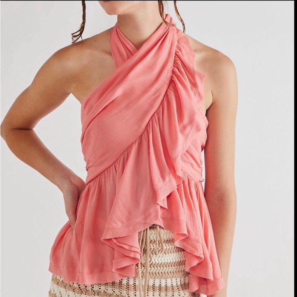 Tops: bundle 3 or more for 50% off! EUC Free People ruffle halter wrap top - Picture 3 of 12